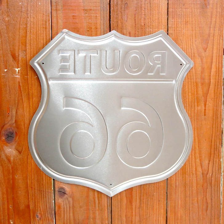 アメリカン雑貨 サインプレート ブリキ看板 鉢型 ROUTE66 ルート66