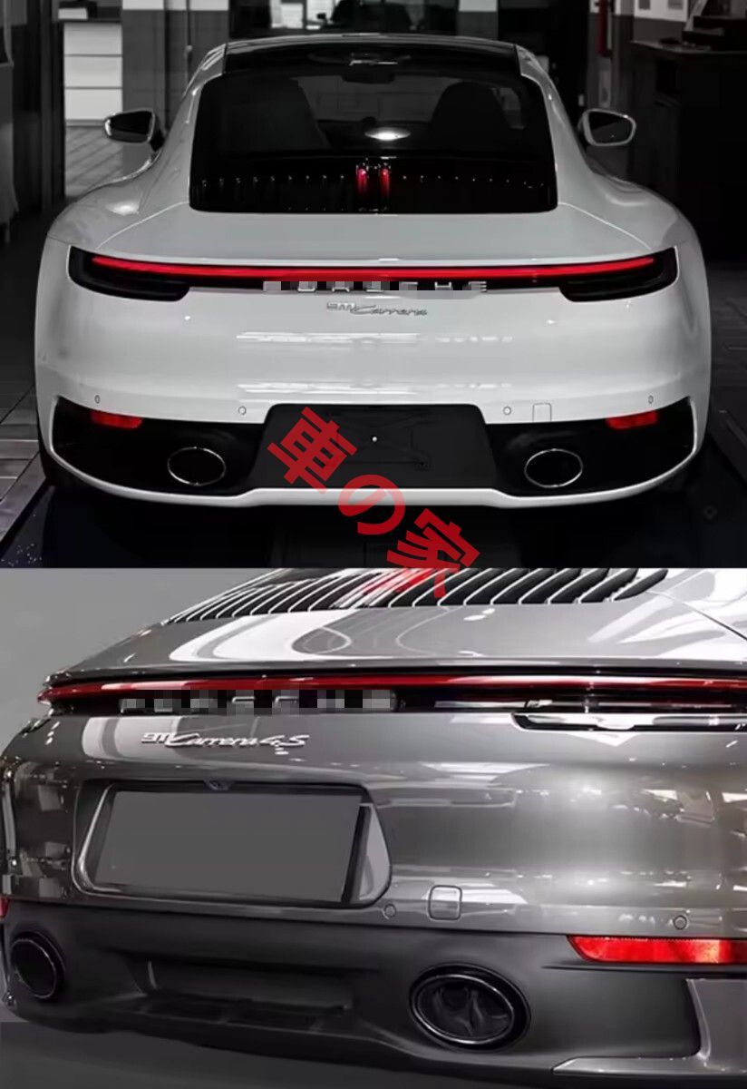 ポルシェ Porsche 911ブラックラウンド テールパイプ エキゾースト サイレンサー 911.992 左右セット マフラーパーツ