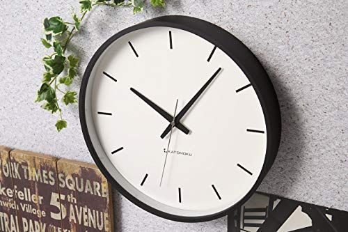 KATOMOKU plywood wall clock ブラック 電波時計 連続秒針 km-49BRC