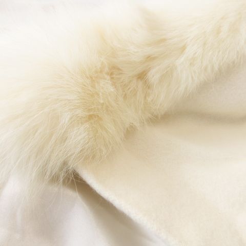 SOLEIL ソレイユ ファー付き ホワイト ロングコート アンゴラ混　M ソレイユ SOLEIL ロングコート フーディ アンゴラ ファックス