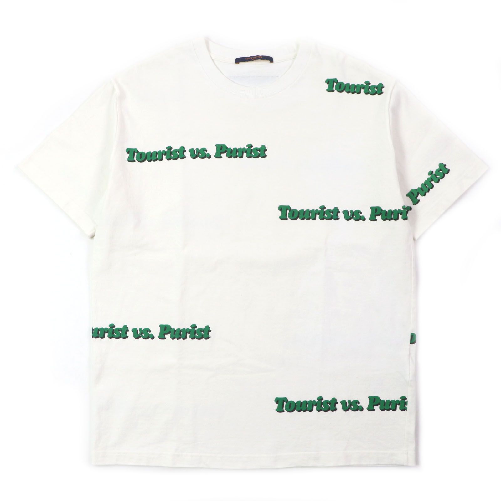 LOUIS VUITTON ルイヴィトン 21AW TOURIST VS PURIST コットン クルーネック プリント ショートスリーブ 半袖Ｔシャツ ホワイト L イタリア製 メンズ