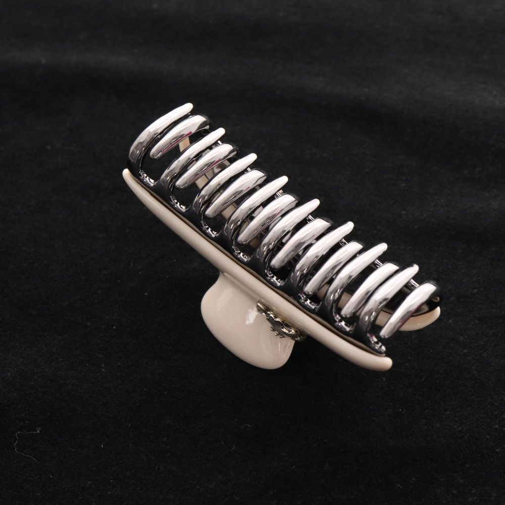 acca ビジュー付きダブルクリスタルパールホワイトヘアクリップラージ