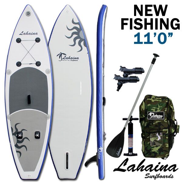 リーシュ付属 SUP サップ インフレータブルパドルボード ラハイナフィッシング / LAHAINA NEW FISHING 11' 釣り用SUP ホワイト/ブルー スタンドアップパドルボード アウトドア 遊び