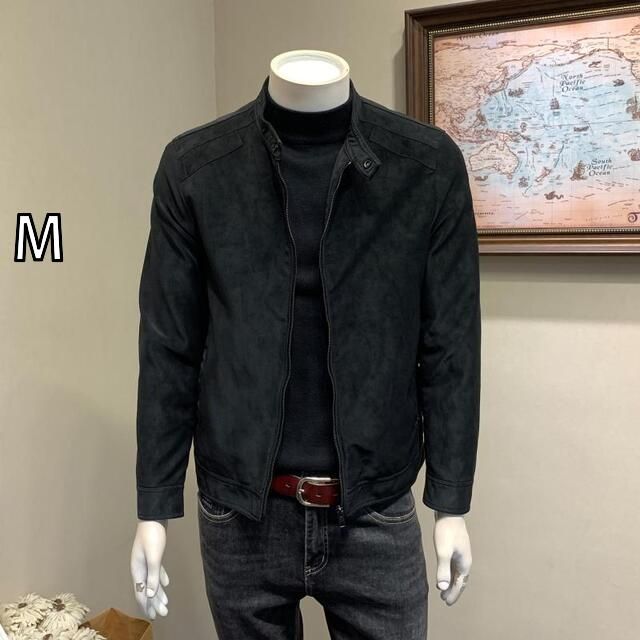 M メンズ 服 シンプル ファッション オシャレ 大人 かっこいい 大きいサイズ ストリート 紳士服 春秋冬 スエード エコ レザー ジャケット スタンドカラー スリム