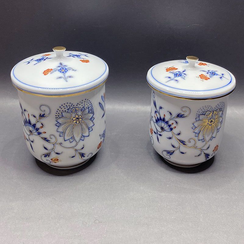 レッド＆ゴールド 夫婦蓋付湯呑