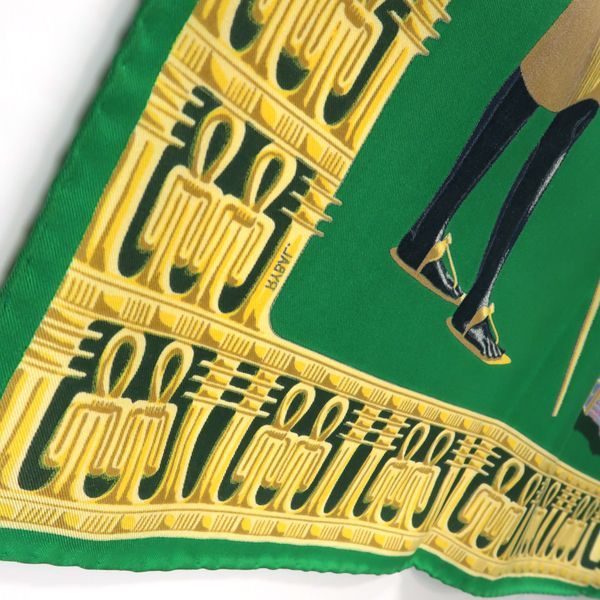 HERMES カレ90 TUTANKHAMUN ツタンカーメン 緑 グリーン RYBAL