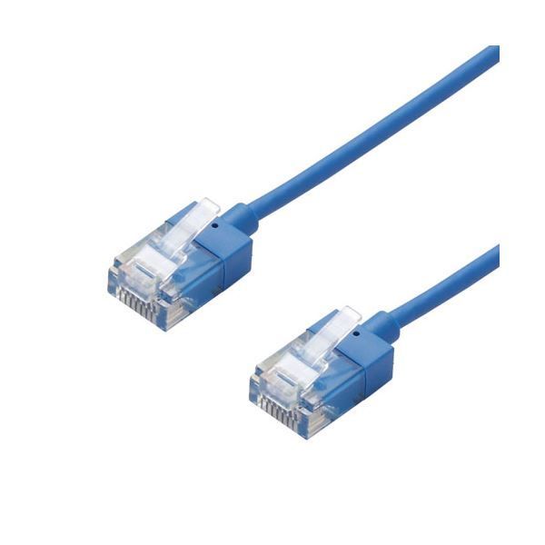 （まとめ） エレコム LANケーブル／CAT6A／スーパースリム／5m／ブルー LD-GPASS／BU5 