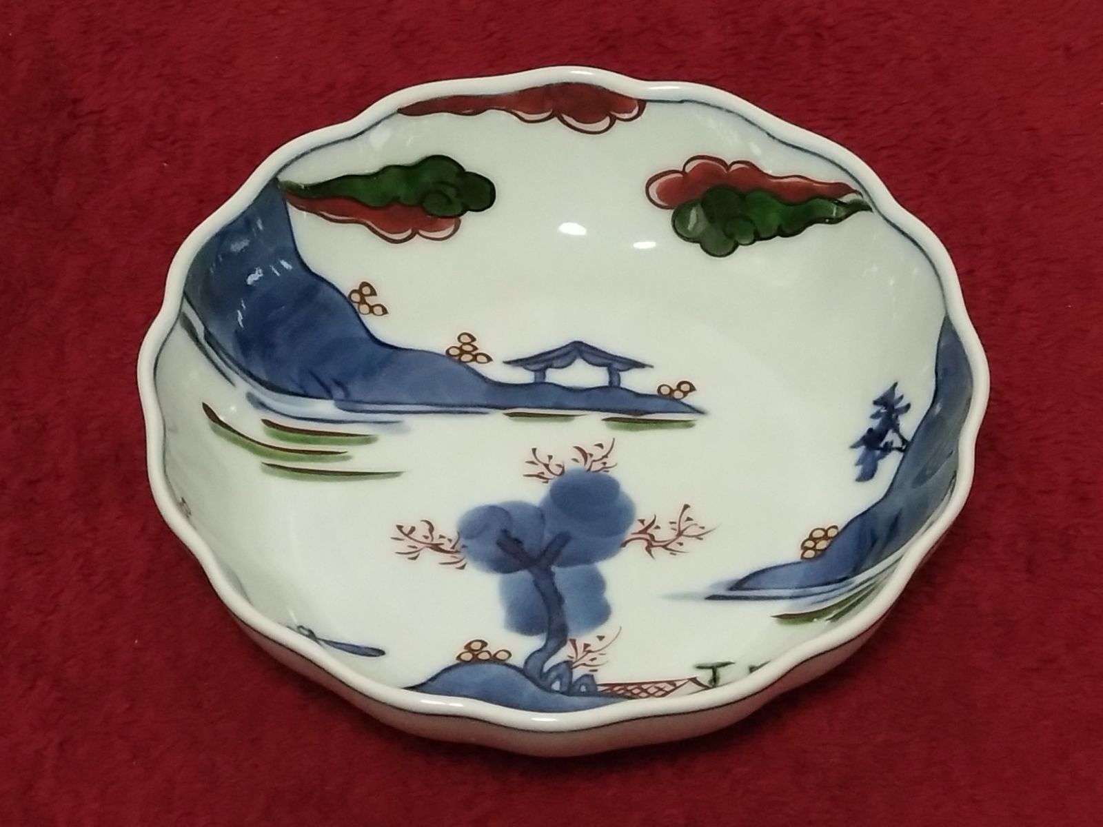 染錦山水絵 鉢揃