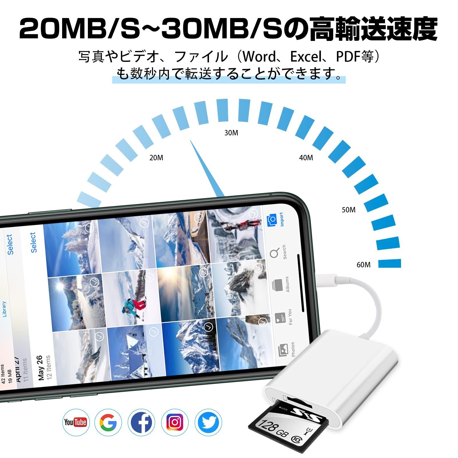 iOS最新対応 双方向データ転送 microメモリSDカードリーダー カメラアダプタ 写真/ビデオ/Word/Excle/PPT/PDF高速転送 SD /TF対応可能 変換アダプター OTG機能 sdカードカメラリーダー iPhone13/13 2in1 Pro - メルカリ