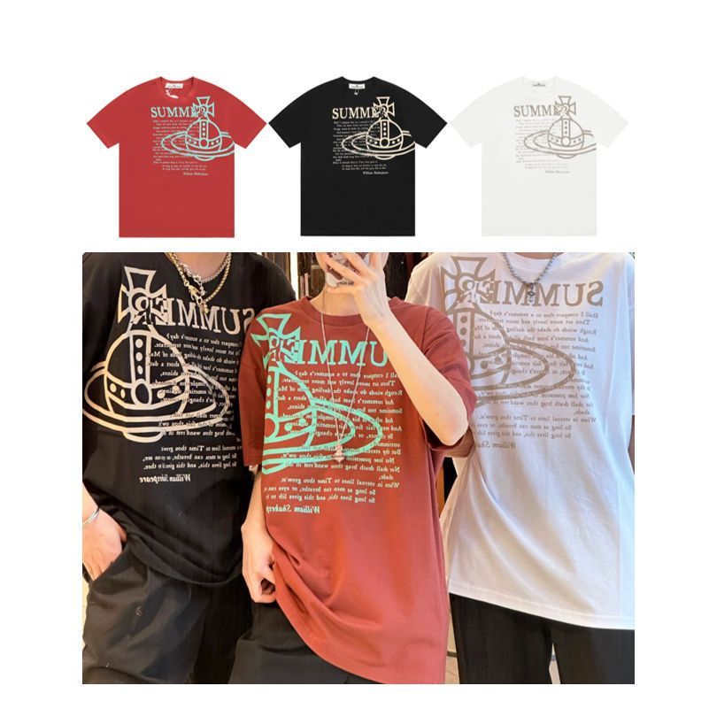 新作Vivienne Westwood 半袖Tシャツ 白 プリント柄 トレンド カラフル柄 春夏トレンド XS-L #V