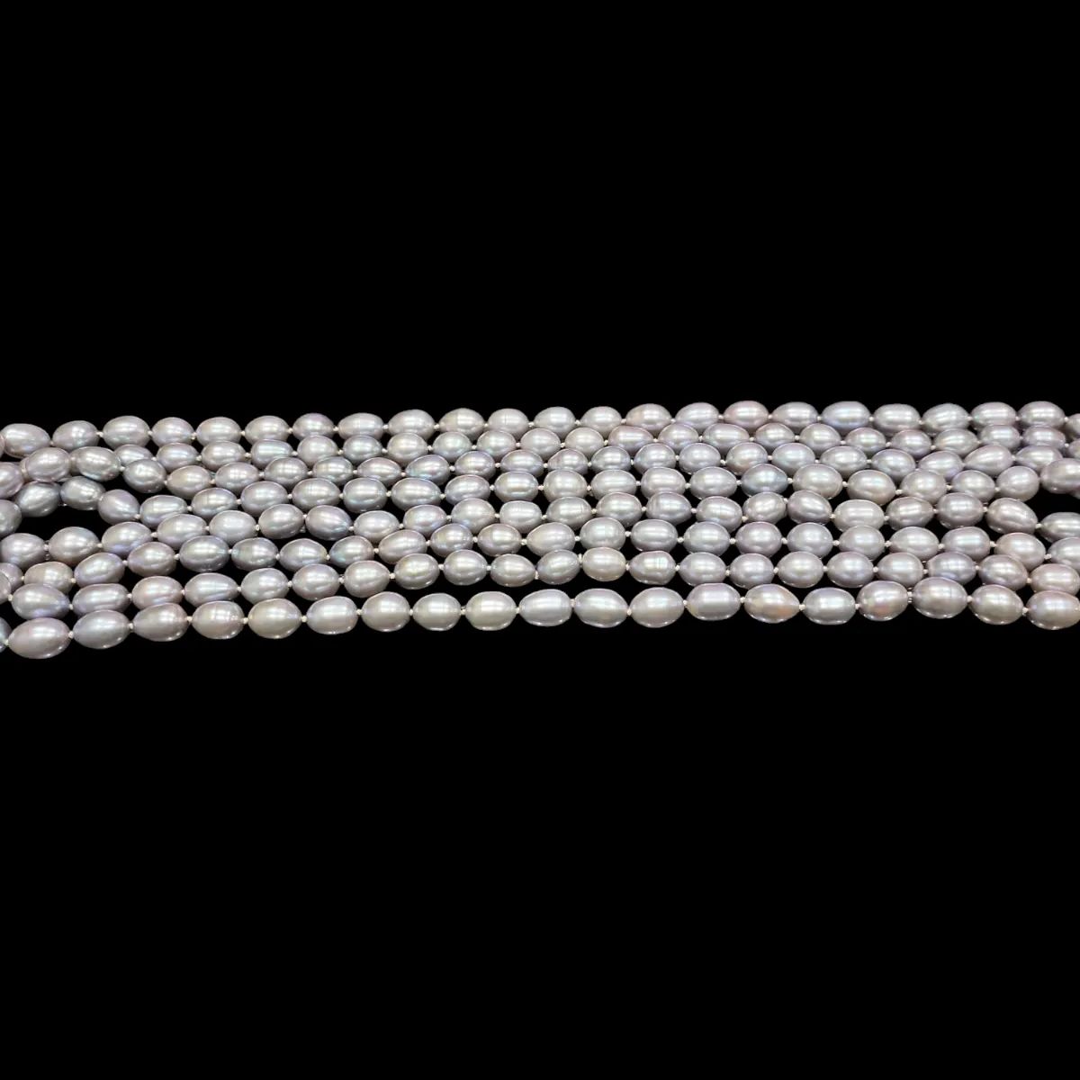Wish Pearl ロングネックレス 淡水パール (シルバーグレー) 最大127cm 