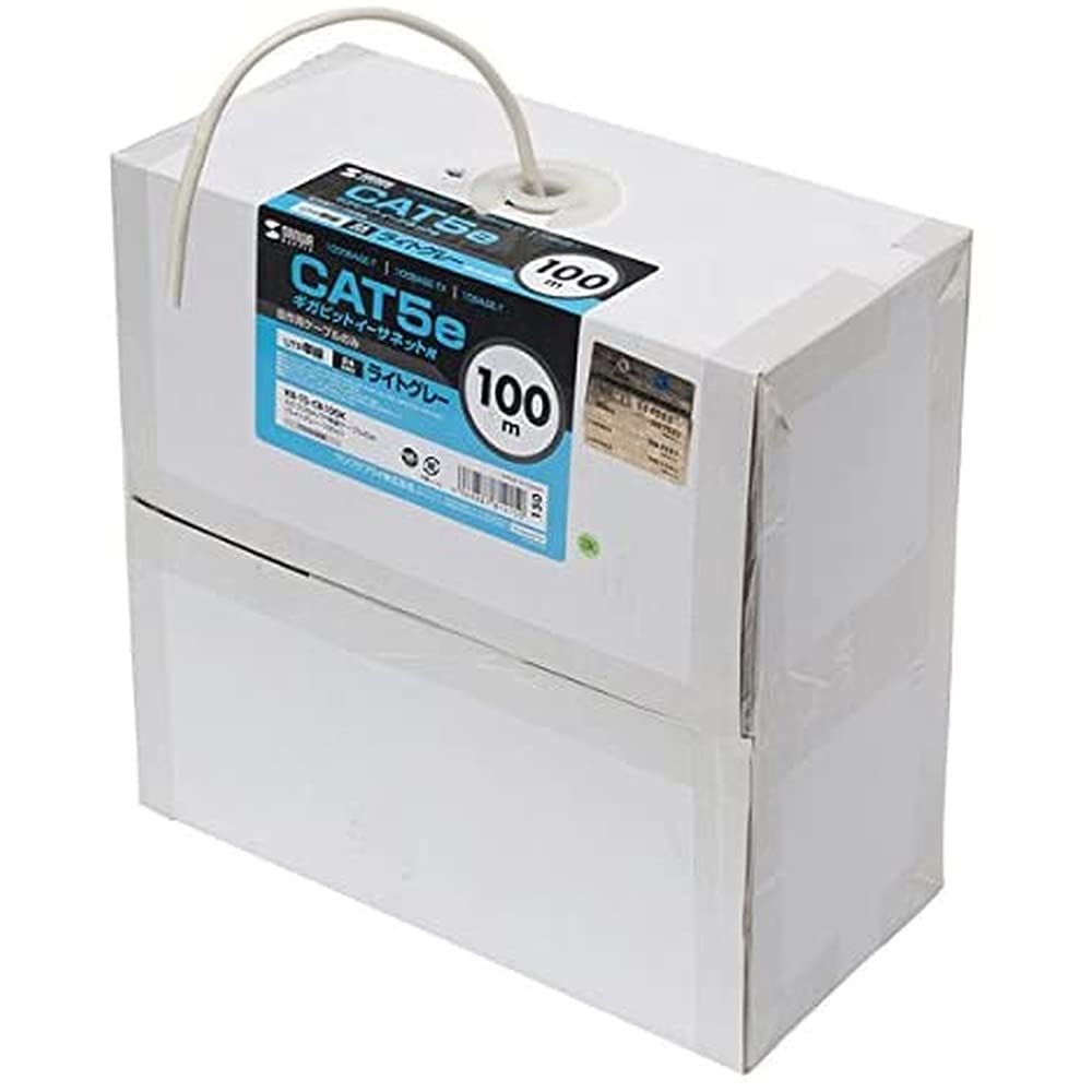サンワサプライ カテゴリ5eUTP単線ケーブルのみ 100m ライトグレー KB-T5-CB100N