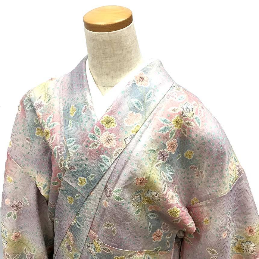 正絹辻が花絞り小紋 美品 絞り 小紋 袷 正絹 辻が花 青磁色
