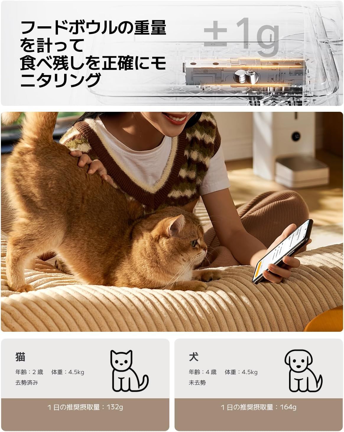 ステンレススチール製給餌ボウル 大LED画面