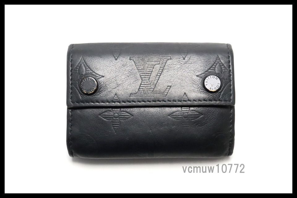 RFIDタグ近年 美 LOUIS VUITTON モノグラムシャドウ ディスカバリーコンパクト レザー 3つ折り財布 ルイヴィトン 0515vf568489