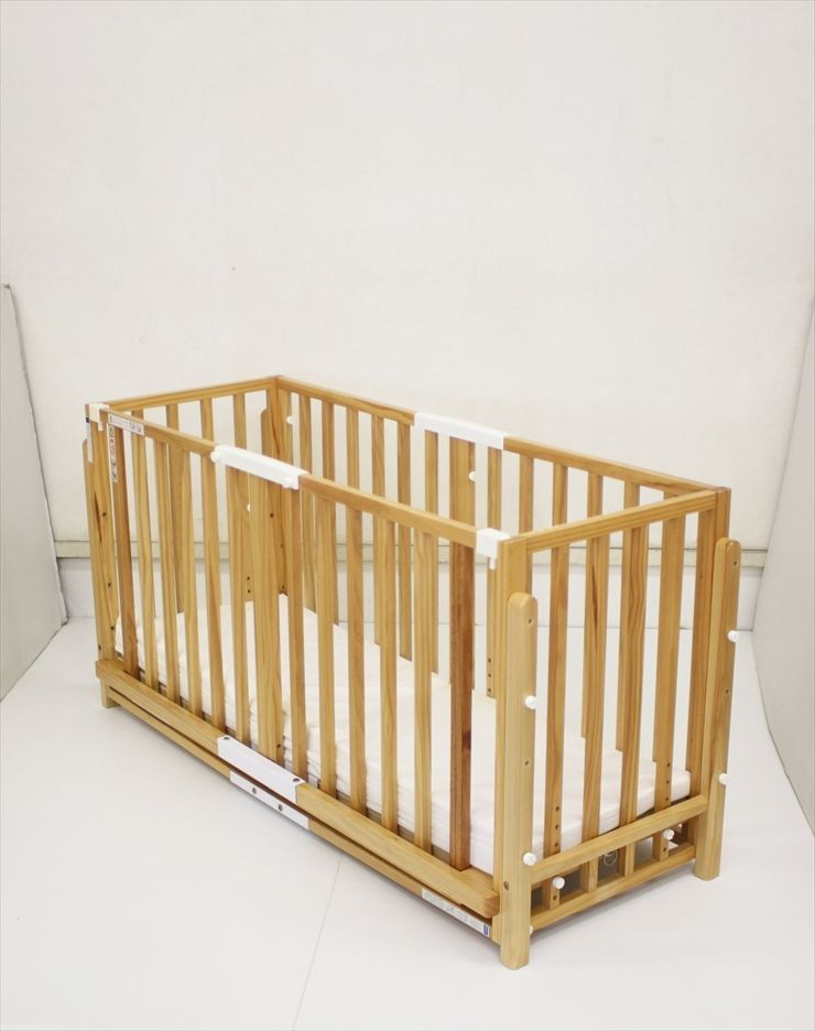 yamatoya そいねーる3 マットレス付 ナチュラル 寝台130×45 ベッド 布団両対応 新生児～ クリーニング済み C388003t