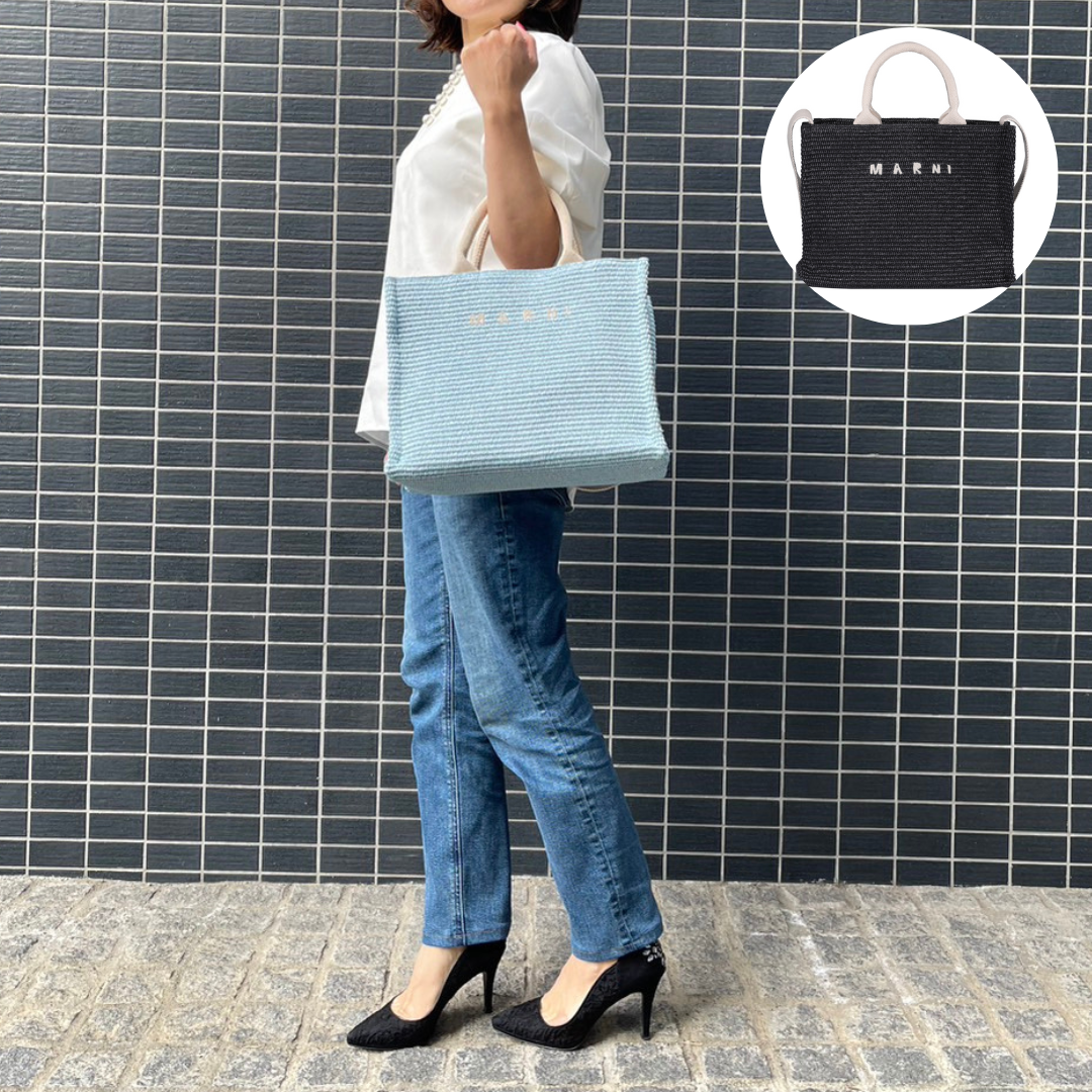 新品未使用！送料込み☆MARNI☆ラフィア製 スモールトートバッグ