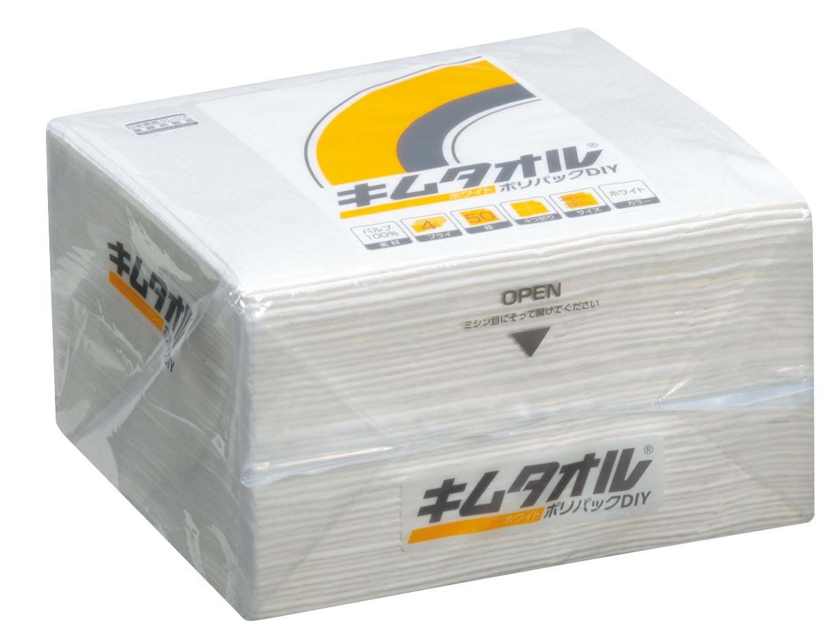 在庫わずか ケース販売 クレシア キムタオル ホワイト ポリパック DIY 50枚|パック ×24パック入 ポリパック入りで衛生面を重視する現場で活躍 61031