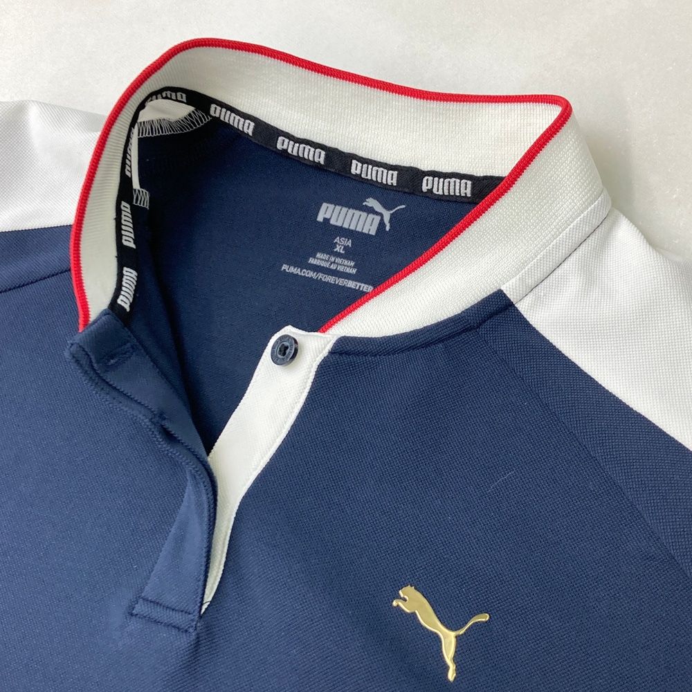 サイズ：XL PUMA GOLF プーマゴルフ 半袖襟付きTシャツ ネイビー