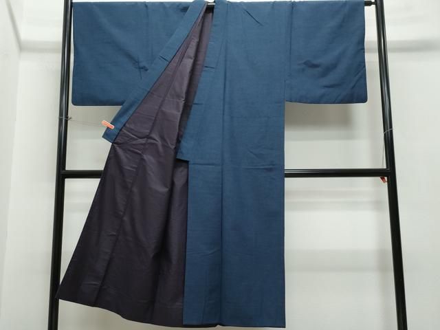 平和屋着物○男性 紬 アンサンブル 藍鉄色 正絹 逸品 CAAS8447vf