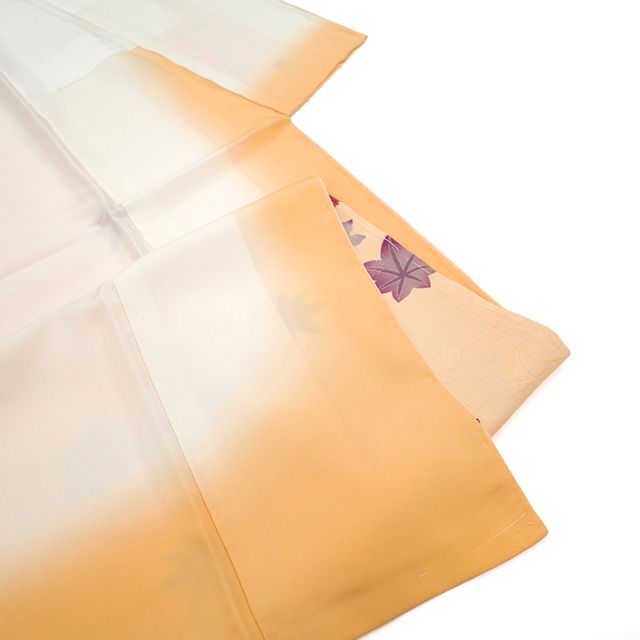 【新品未使用】皇室献上 寿光織　小紋　たてぼかし　反物　ベージュ　未仕立て 新品 白生地 皇室献上 三眠蚕 寿光織 紋意匠 丹後ちりめん 正絹
