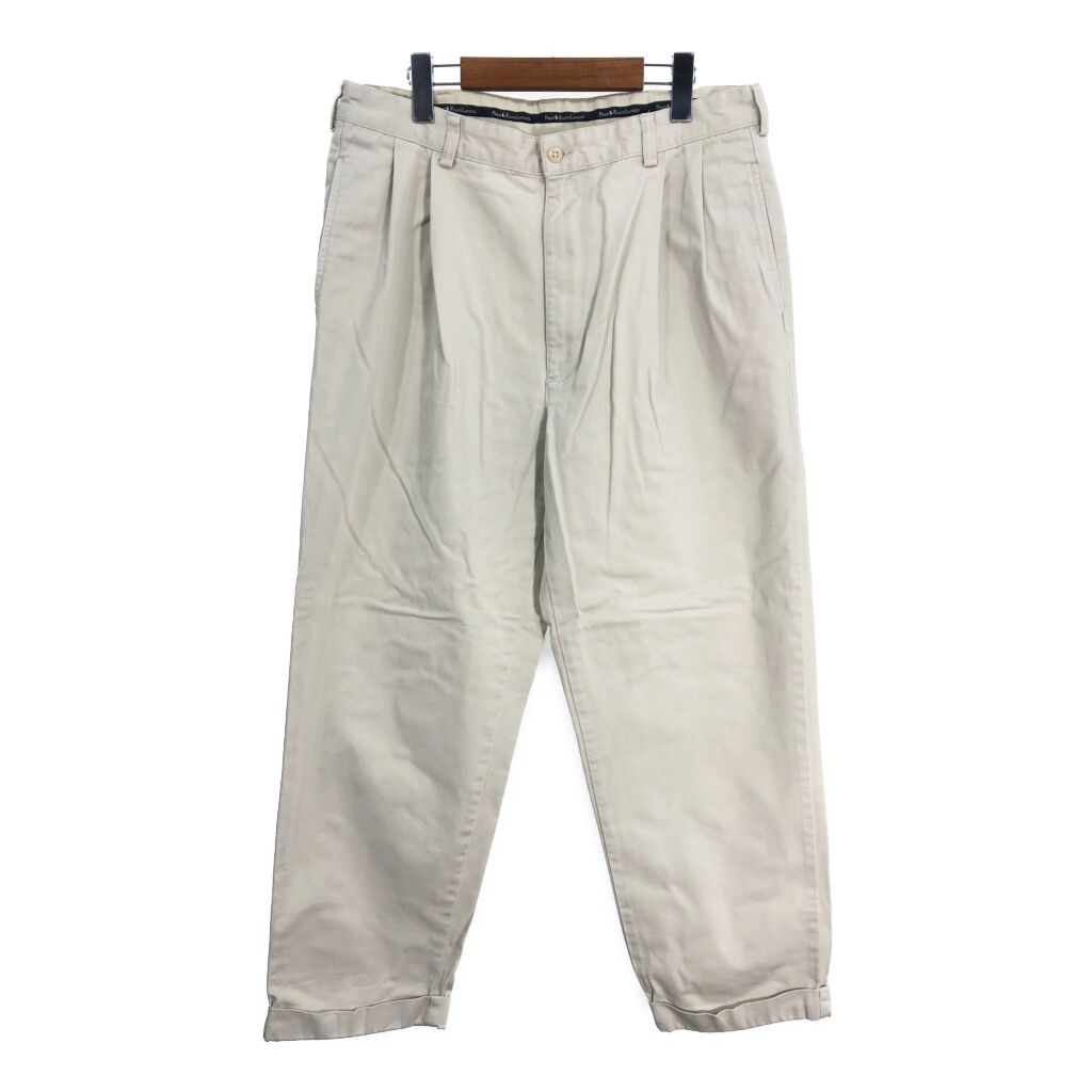 90年代 Polo by Ralph Lauren ポロ ラルフローレン 2タック チノパンツ ポロチノ アイボリー (メンズ W34 L32) 中古 古着 S8275