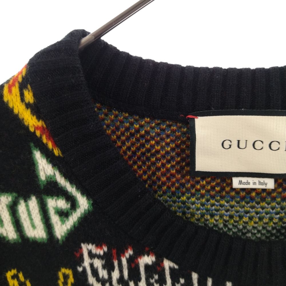 GUCCI (グッチ) Metal Mix Wool Sweater メタルミックス総柄ニット長袖