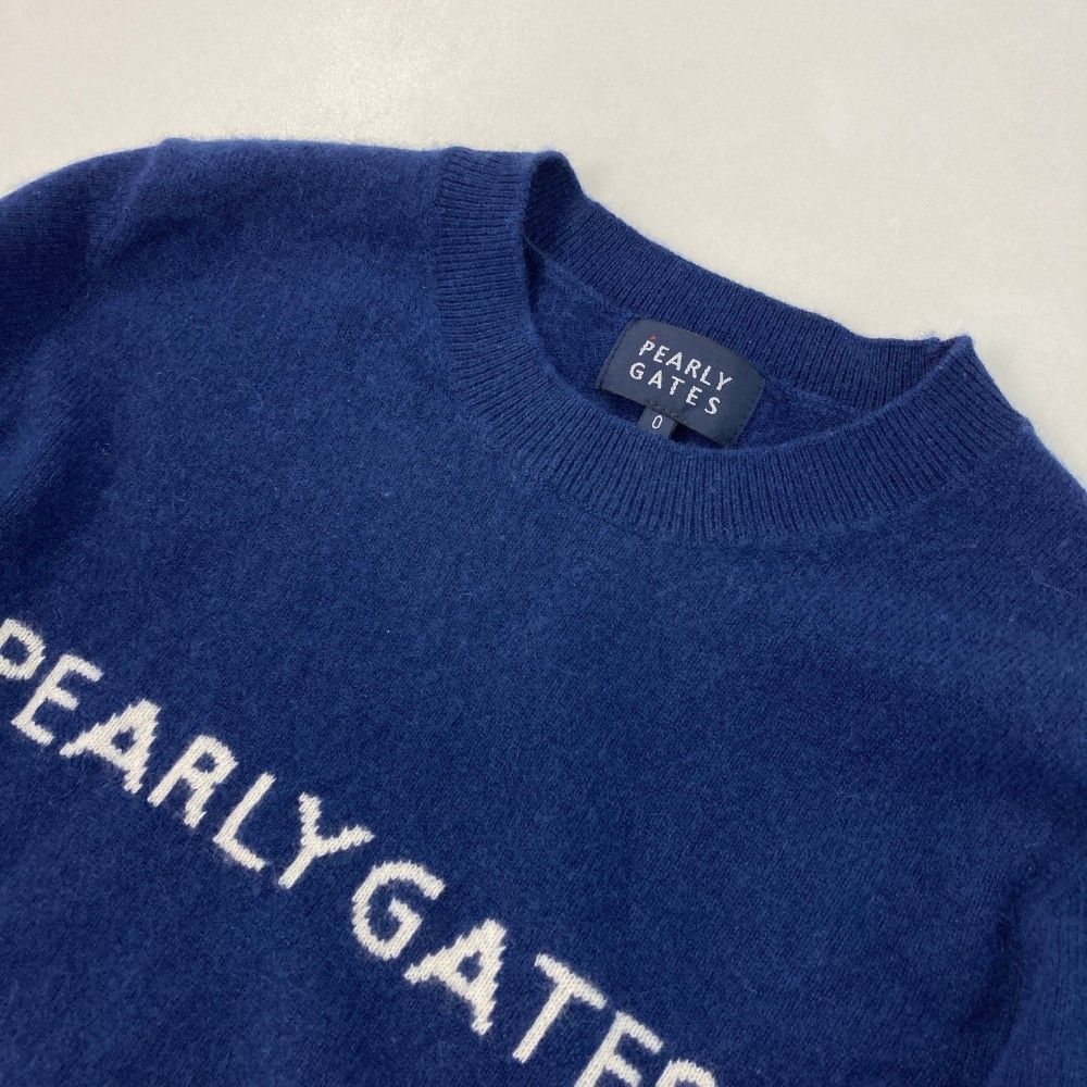 サイズ：0 PEARLY GATES パーリーゲイツ  カシミヤ 長袖ニットセーター  ネイビー系 [240101444016] ゴルフウェア レディース ストスト サイズ：0 PEARLY GATES パーリーゲイツ カシミヤ 長袖ニット