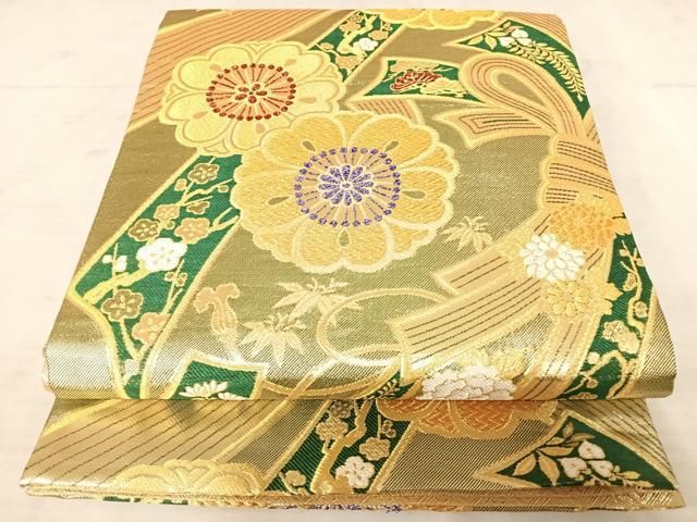 平和屋着物◎佐賀錦 六通柄袋帯 彩詩 金糸 正絹 逸品 AAAW2378yx