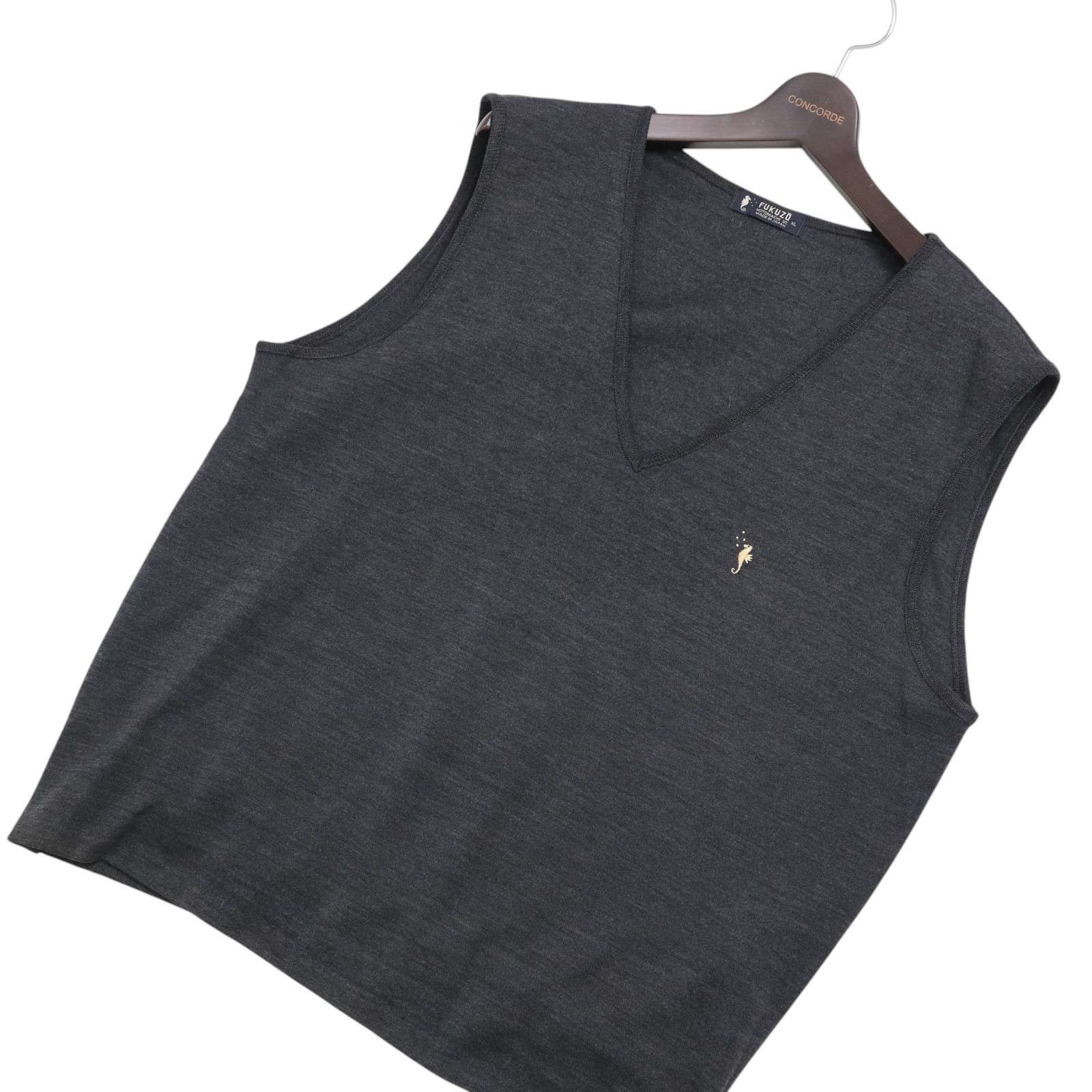 FUKUZO フクゾー 横浜 元町 タツノオトシゴ刺繍☆ ウール100％ V