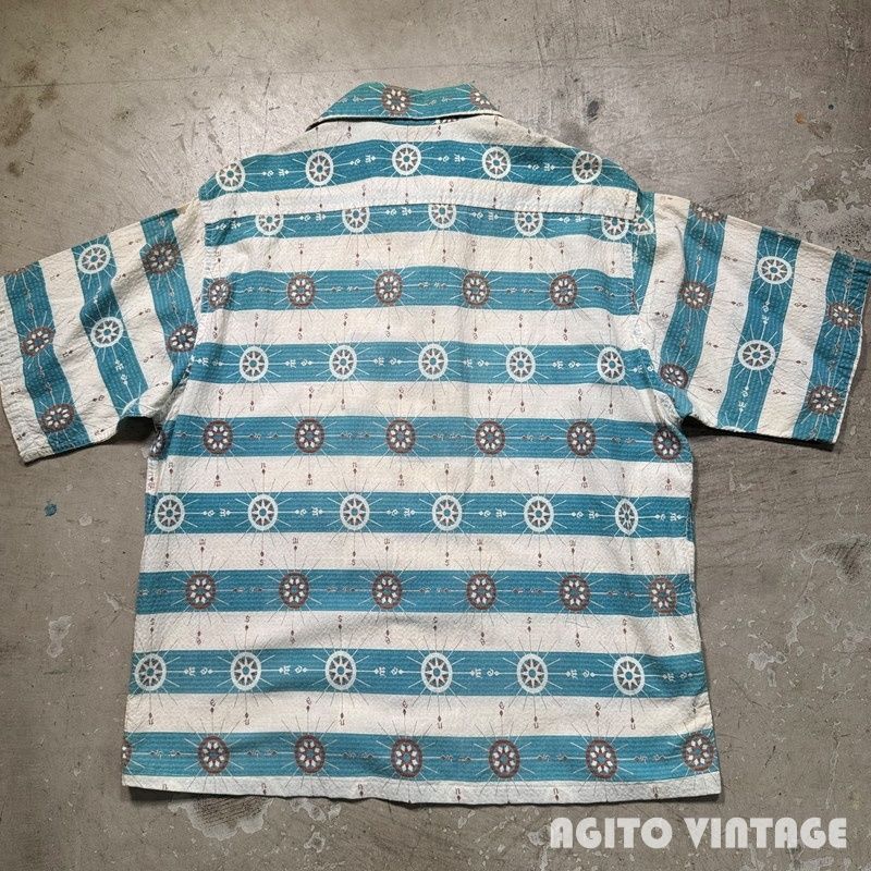 50s PENNEY'S TOPFLIGHT シアサッカー オープンカラーシャツ 50's PENNEY'S TOPFLIGHT シアサッカーオープンカラーシャツ 羅
