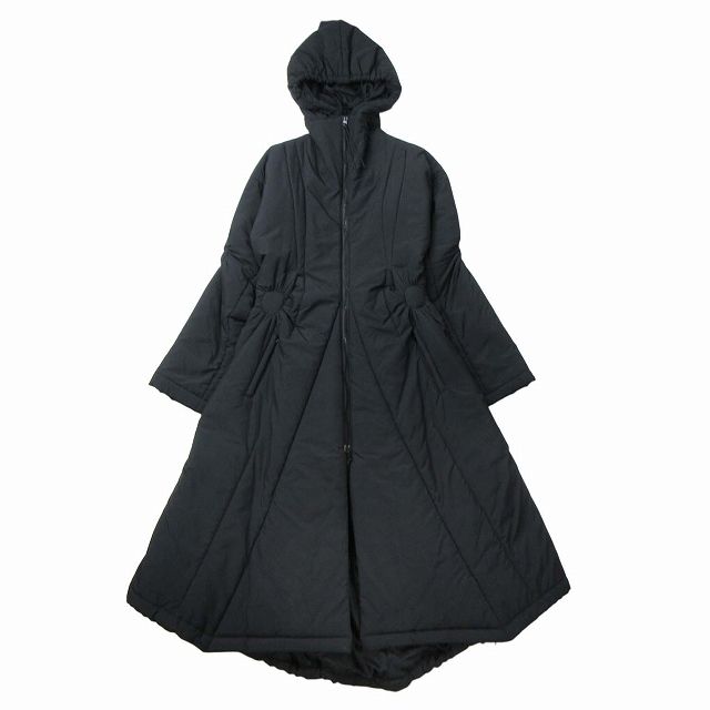 美品 vintage 03AW イッセイミヤケ ISSEY MIYAKE ギャザー 変形 パデット ロング コート 中綿 フーディー タック  ジップアップ Aライン フーデッド ジャケット ブルゾン ジャンパー 上着 アウター 2 黒 IM33FA507 - メルカリ