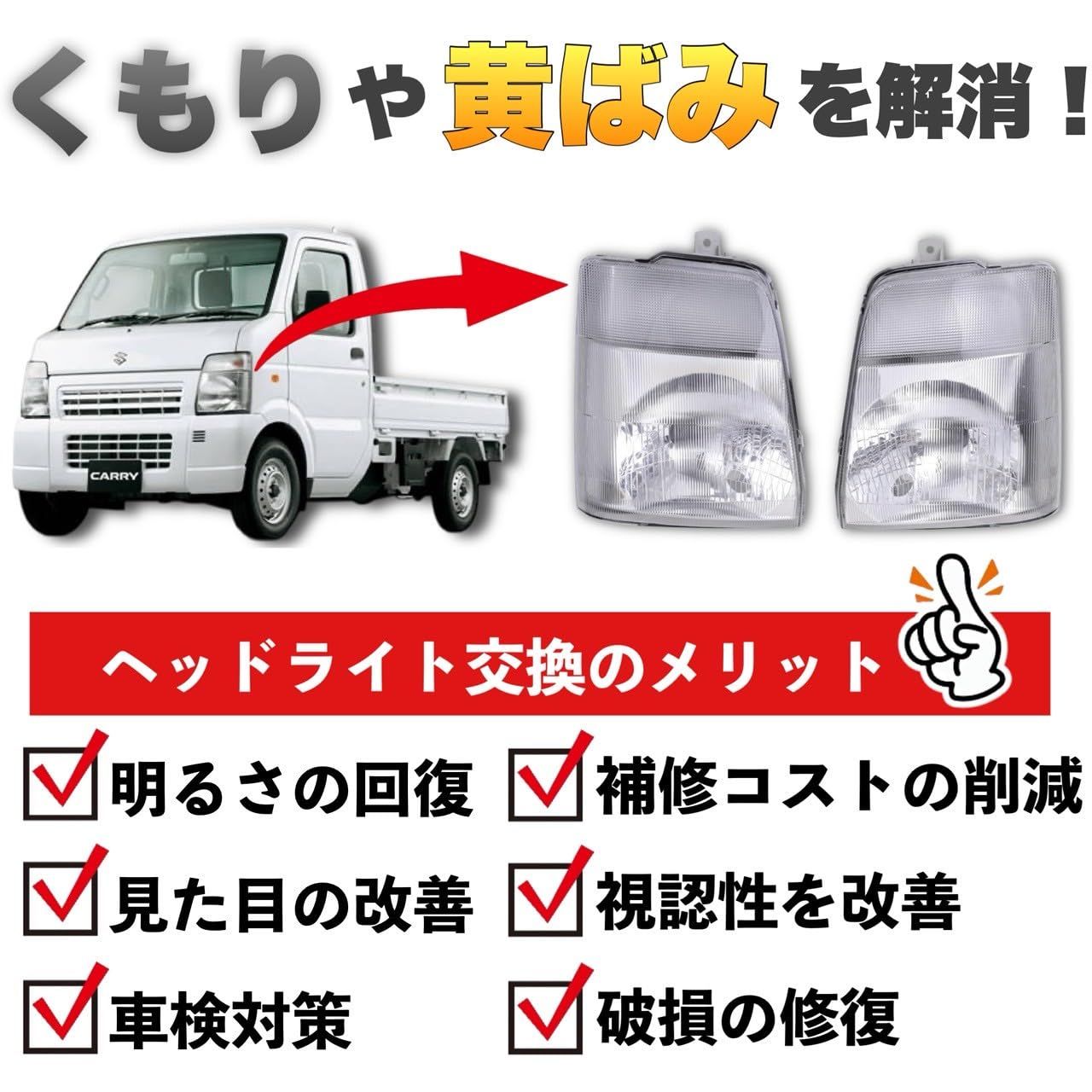 Kanoan キャリー DA63T スクラム DG63T ヘッドライト ヘッドランプ 