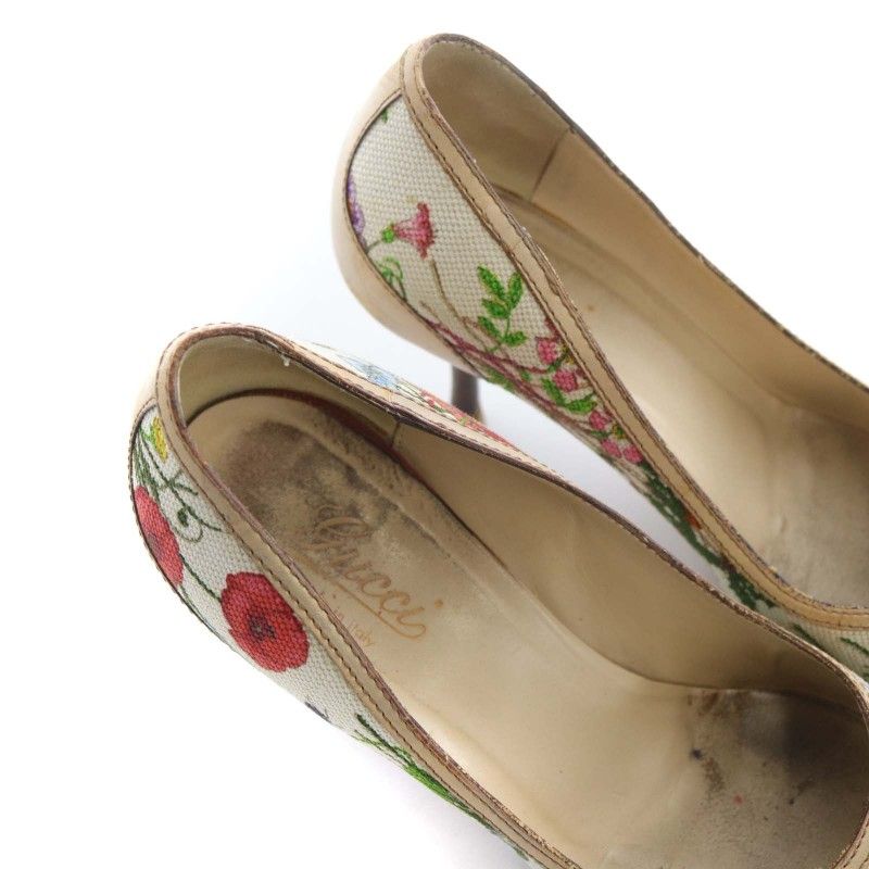 グッチ GUCCI バンブー ホースビット パンプス ハイヒール 花柄
