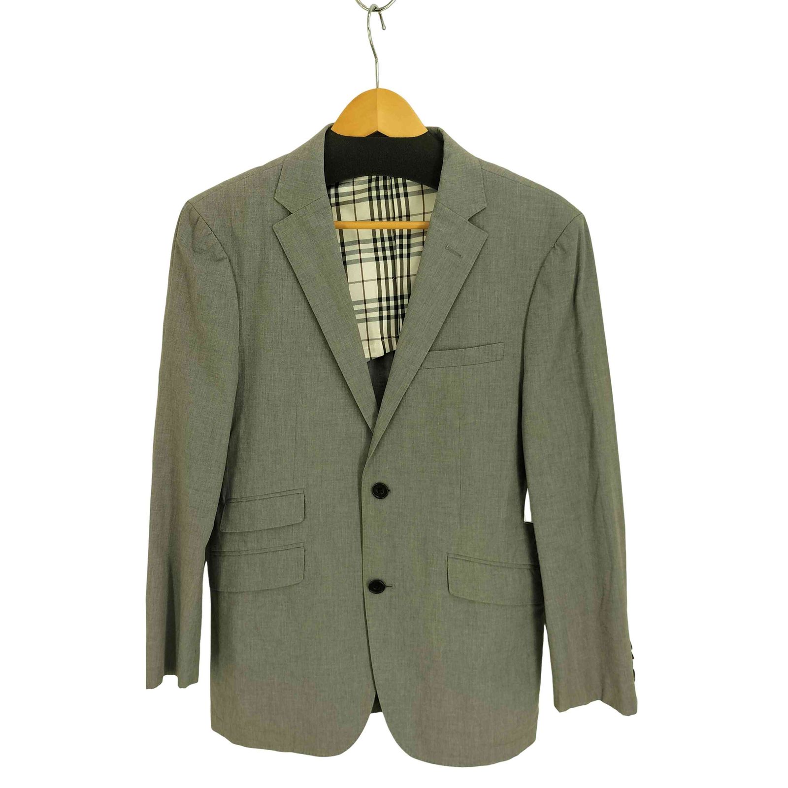 ✨美品✨バーバリーブラックレーベル❣️ニットジャケット　L　グレー　春夏物 バーバリーブラックレーベル BURBERRY BLACK LABEL コットン 2B