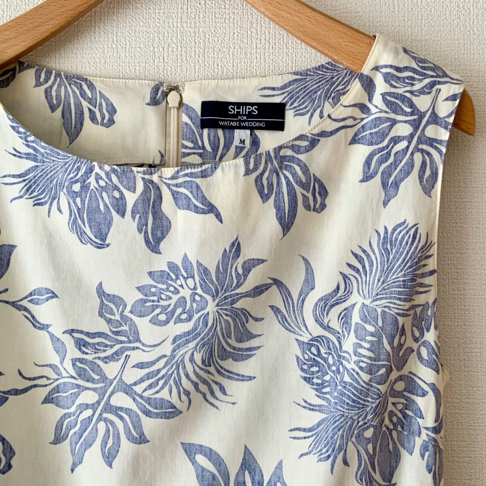 美品 SHIPSシップス ワタベウェディング ワンピース ブレッドフルーツ柄 L 美品 SHIPSシップス ワタベウェディング ワンピース ブレッド