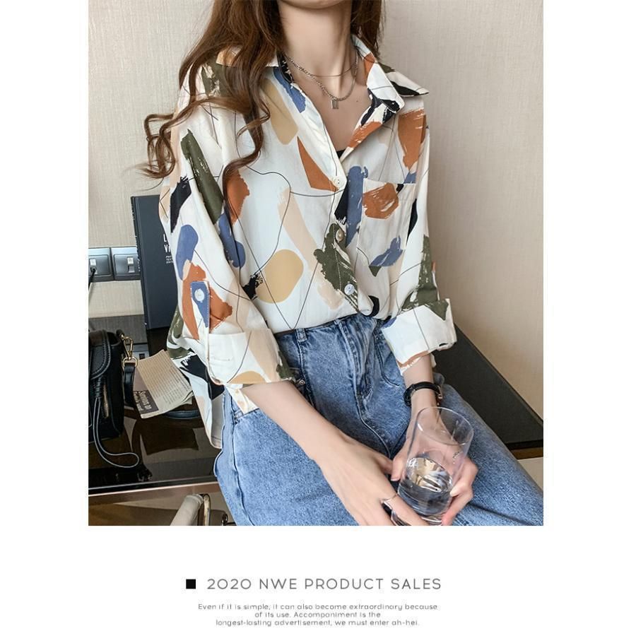 シャツ ブラウス 秋服 レディース 春 夏 長袖 トップス おしゃれ カジュアル タイダイ オフィス ビジネス 上品 通勤 韓国風  大人 OL  30代 40代 50代 50代 シャツ ブラウス 秋服 レディース 春 夏 長袖 トップス おしゃれ