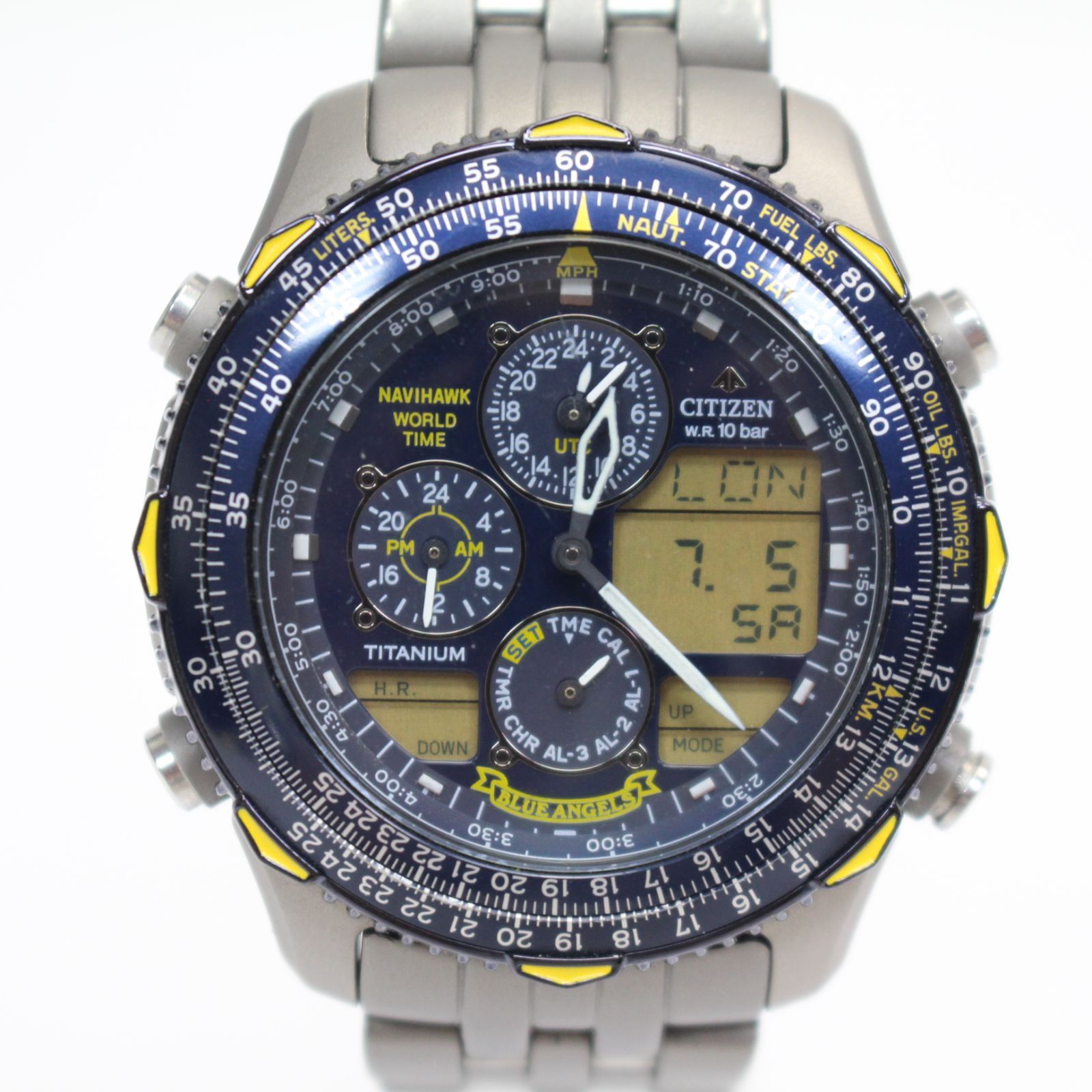 IS701)【6月に電池交換品/レア】CITIZEN シチズン ナビホーク ワールド 