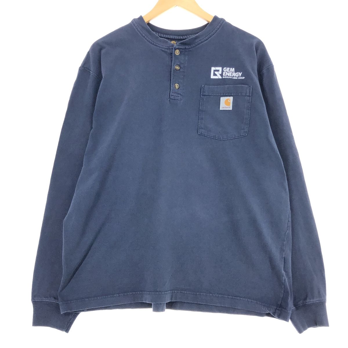 古着 カーハート Carhartt ORIGINAL FIT ヘンリーネック 無地ポケットロングTシャツ ロンT メンズXL/eaa464085