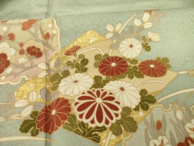 平和屋着物○訪問着 松皮菱雪輪花文 暈し染め 金彩