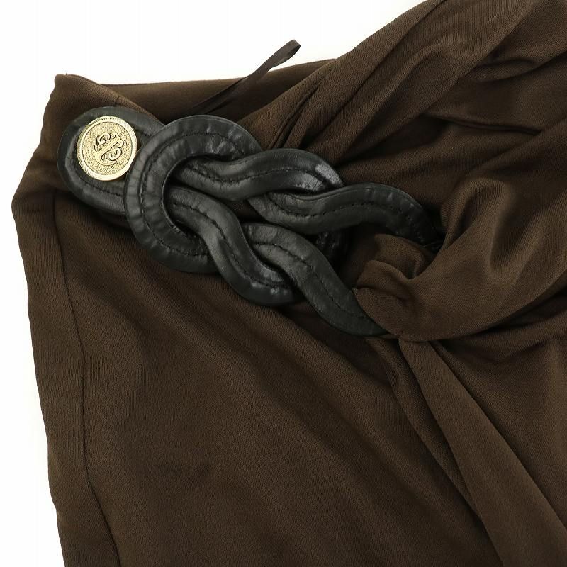 グッチ GUCCI 巻きスカート ラップスカート ひざ丈 レーヨン 38 S 茶