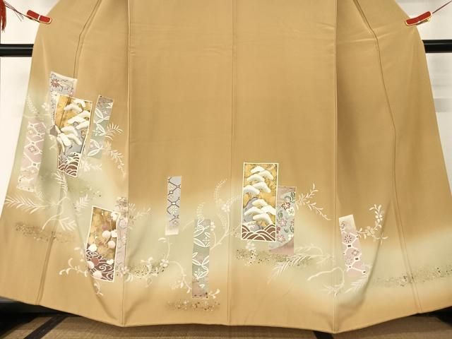 平和屋着物□豪華色留袖 駒刺繍 短冊梅松文 暈し染め 金彩 正絹 平和屋着物□豪華色留袖 駒刺繍 短冊梅松文 暈し染め 金彩 正絹