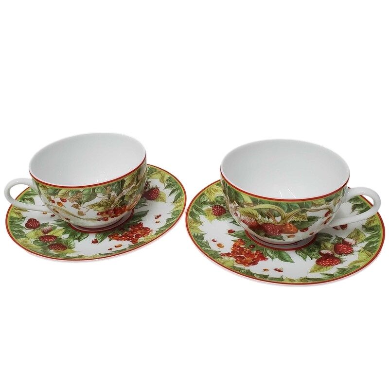 HERMES Le jardin de Pythagore カップ ソーサー 2客セット 中古 極美 