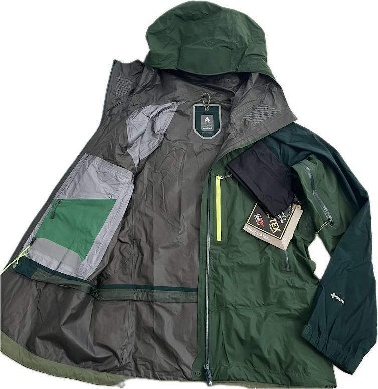 【現行タグ付き】mont-bell モンベル ゴアテックス ダイナアクションパーカ L グリーン 登山 トレッキング　通勤通学 スノボウェア
