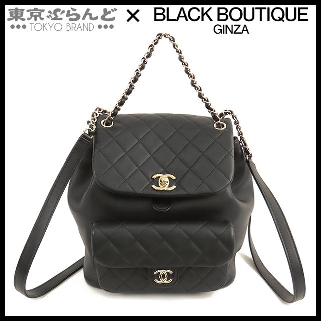 シャネル CHANEL Wチェーン バックパック ブラック 黒 ゴールド