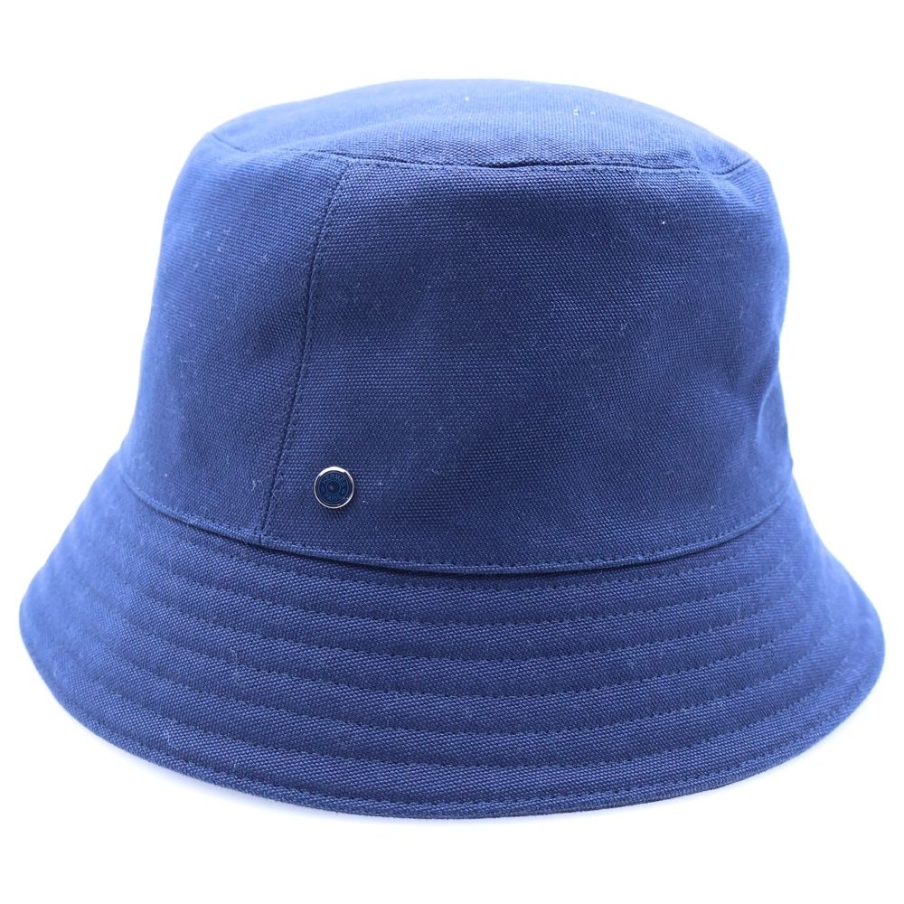 HERMES エルメス バケットハット 帽子 ネイビー コットン 57