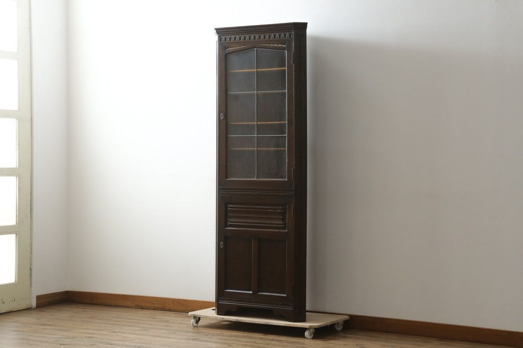 廃盤 無印良品 木製キャビネット ガラス扉 ウォールナット 脚付き 収納