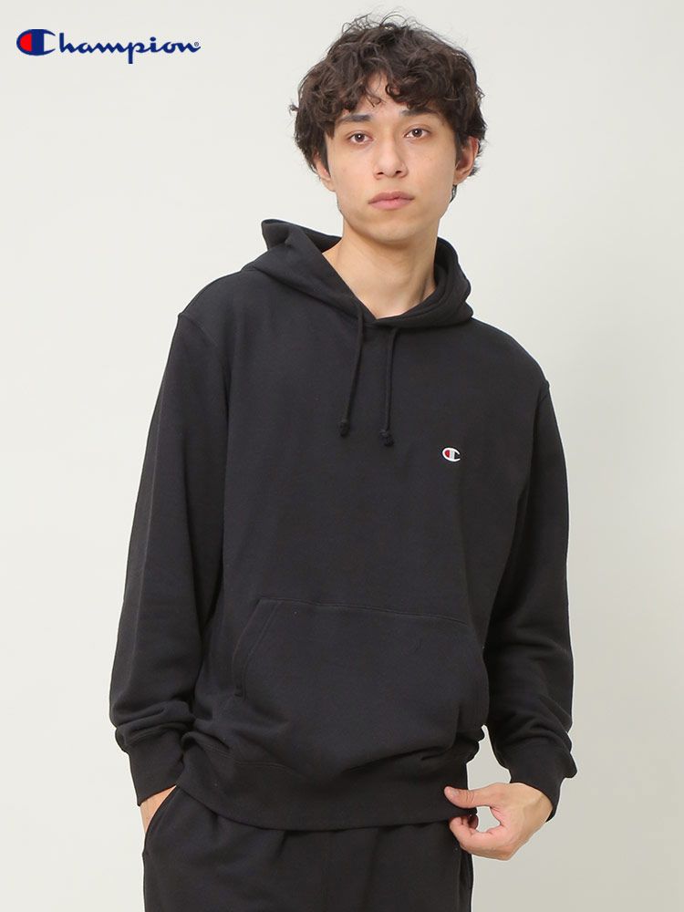 チャンピオン パーカー Champion プルオーバーパーカー ワンポイント 裏毛 C3W101 ブラック