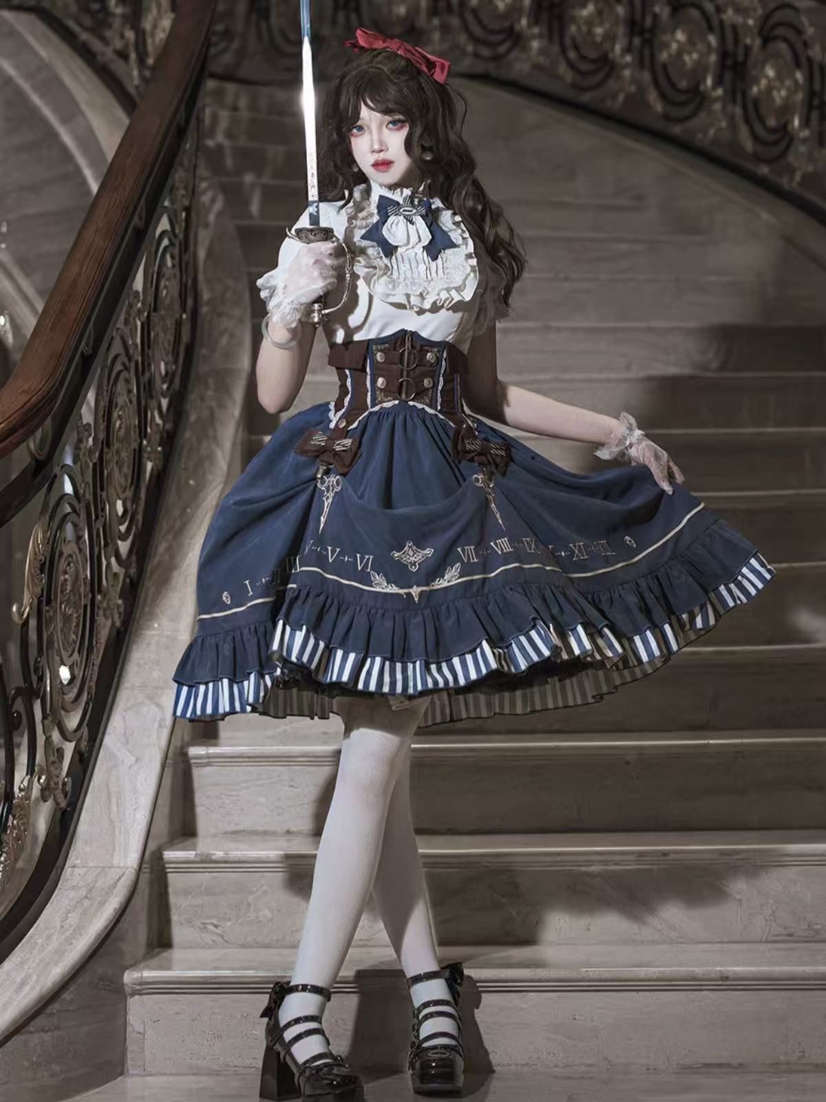 ゴスロリ コルセットスタイルドレス 赤黒 ロリィタ ゴスロリ・ロリータ