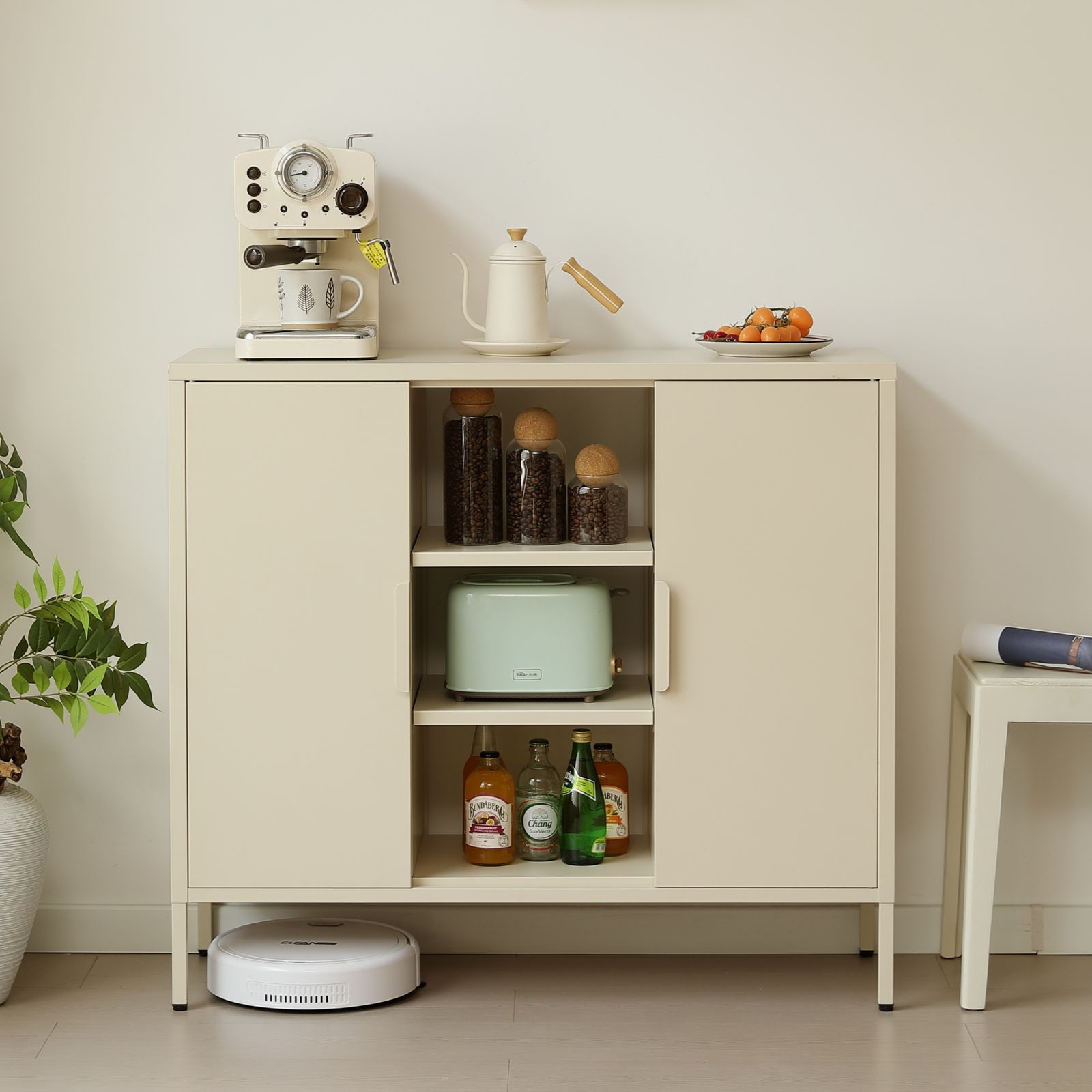 2個限定セール中」キャビネット スチール サイドボード メタル 金属製